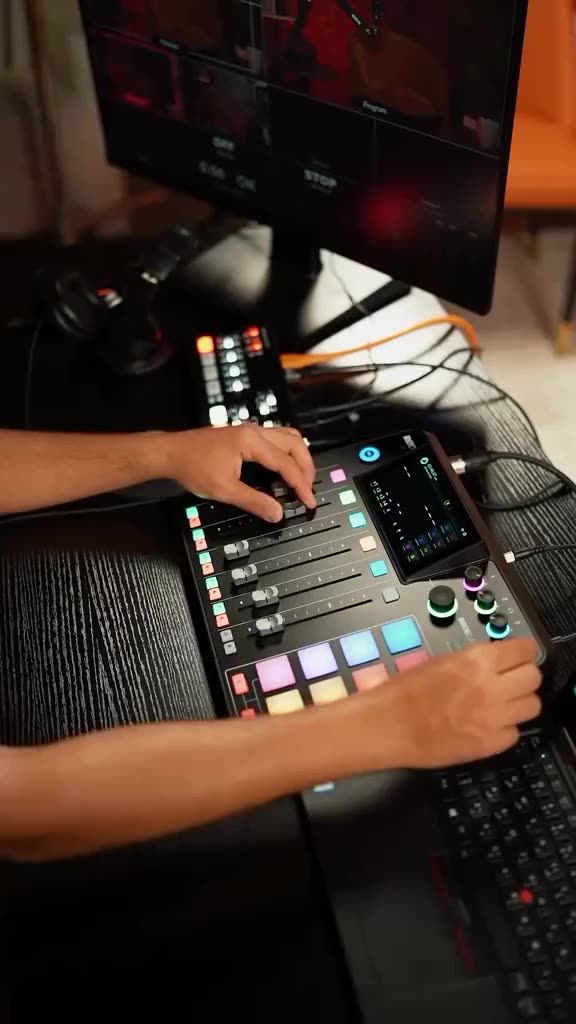 Manos trabajando en una consola de edición